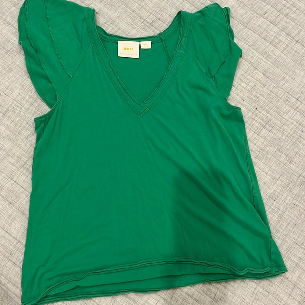 Maeve V Neck ruffle tee
